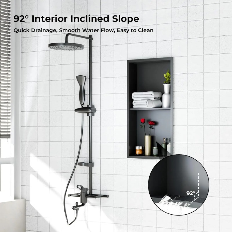 رف حمام مزدوج مدمج من الفولاذ  - مراجعة Shower Niche Stainless Steel Recessed وسعره