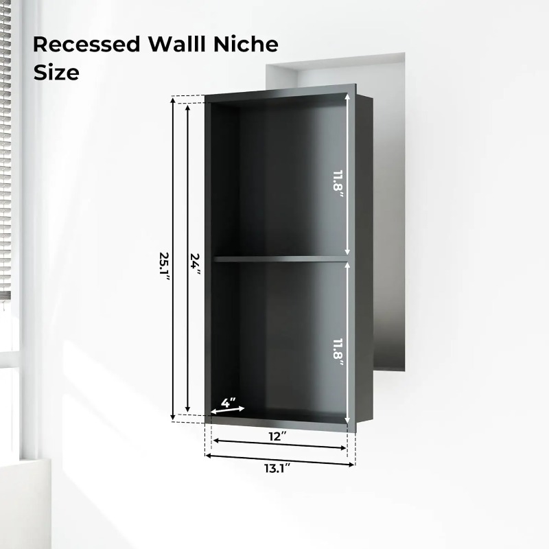 رف حمام مزدوج مدمج من الفولاذ  - مراجعة Shower Niche Stainless Steel Recessed وسعره