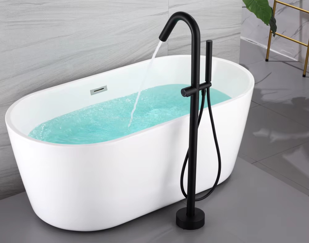 مجموعة خلاطات دش وحوض استحمام  - مراجعة Freestanding Bathtub Filler Faucet Floor وسعره