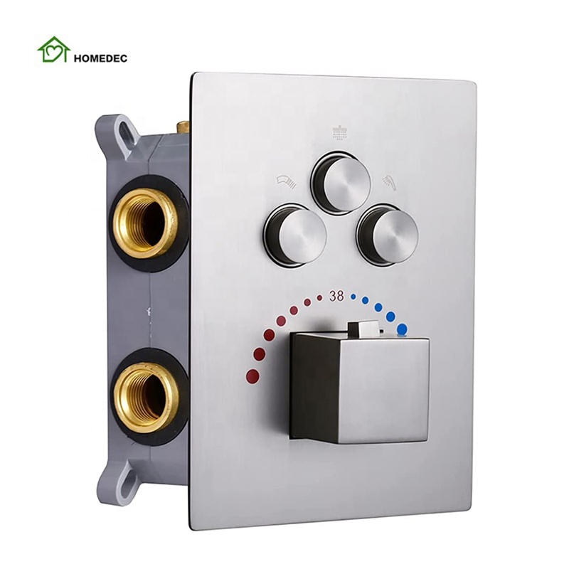 الحمام الحائط زر الضغط أخفى ثر - مراجعة Thermostatic Shower Faucet Valve 3 Way وسعره