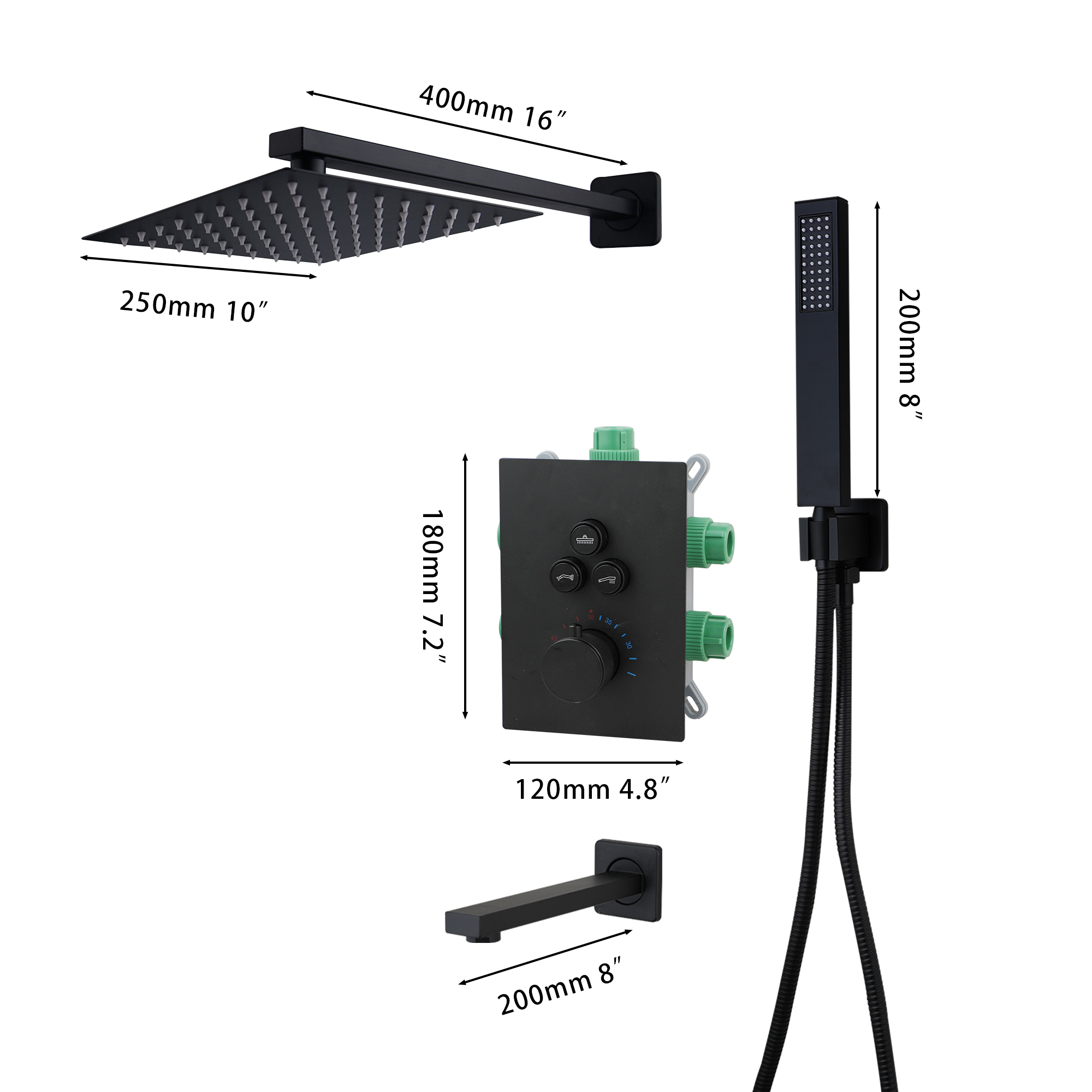 مجموعات دش مخفية باللون الأسود - مراجعة Concealed Thermostatic Shower System Set وسعره