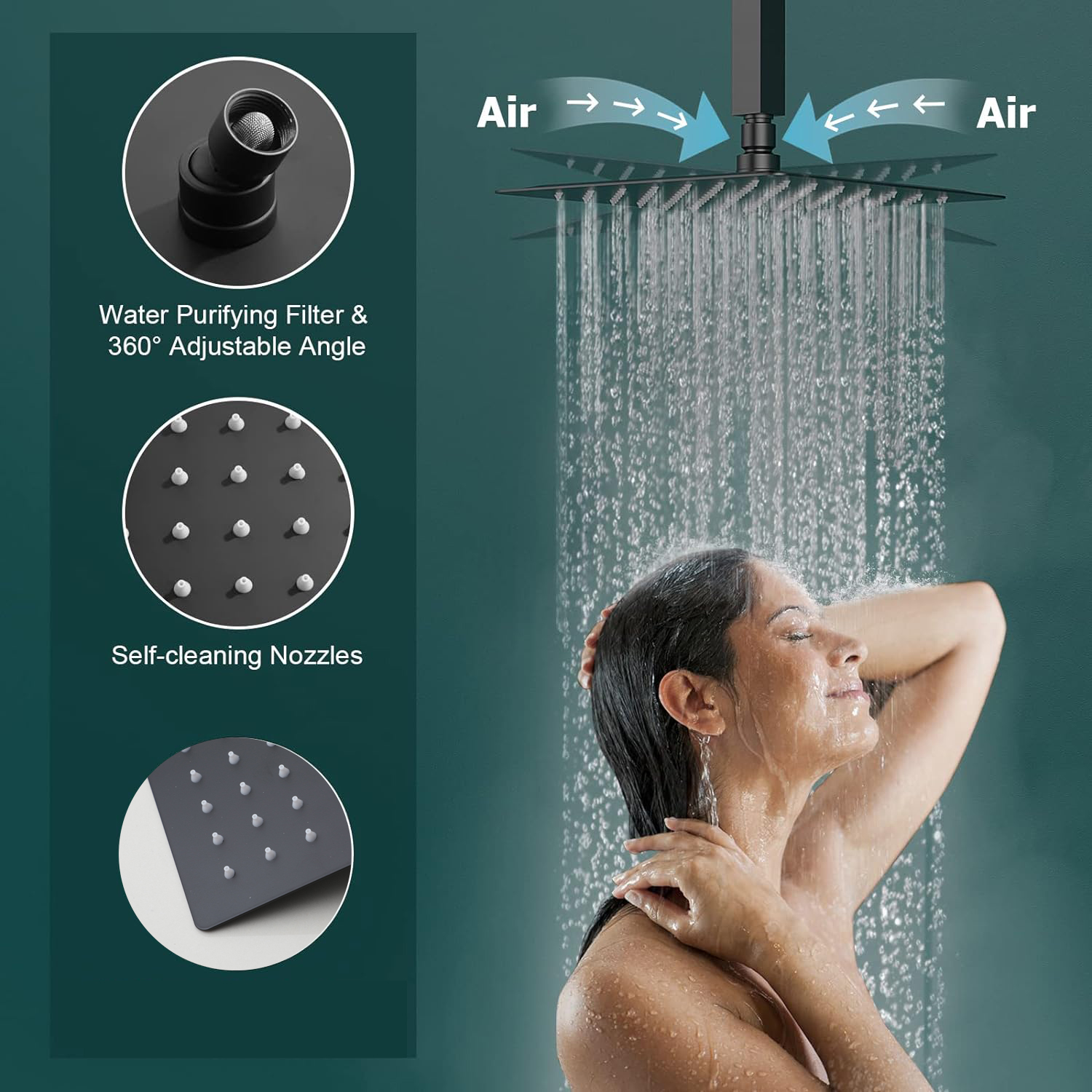 مجموعات دش مخفية باللون الأسود - مراجعة Concealed Thermostatic Shower System Set وسعره