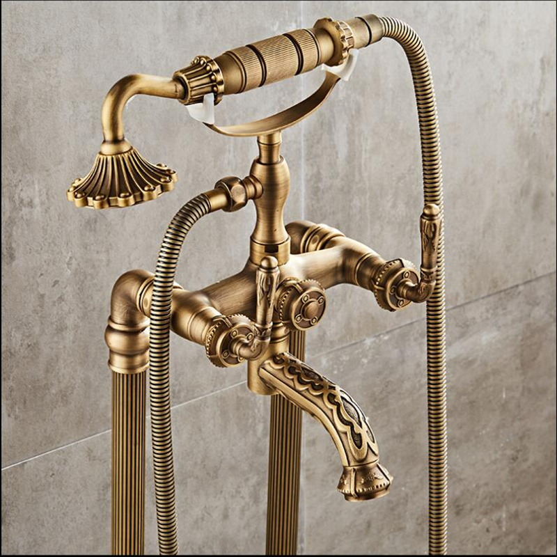 Tuqiu الطابق الدائمة منحوتة صن - مراجعة Freestanding Bathtub Filler Faucet Floor وسعره