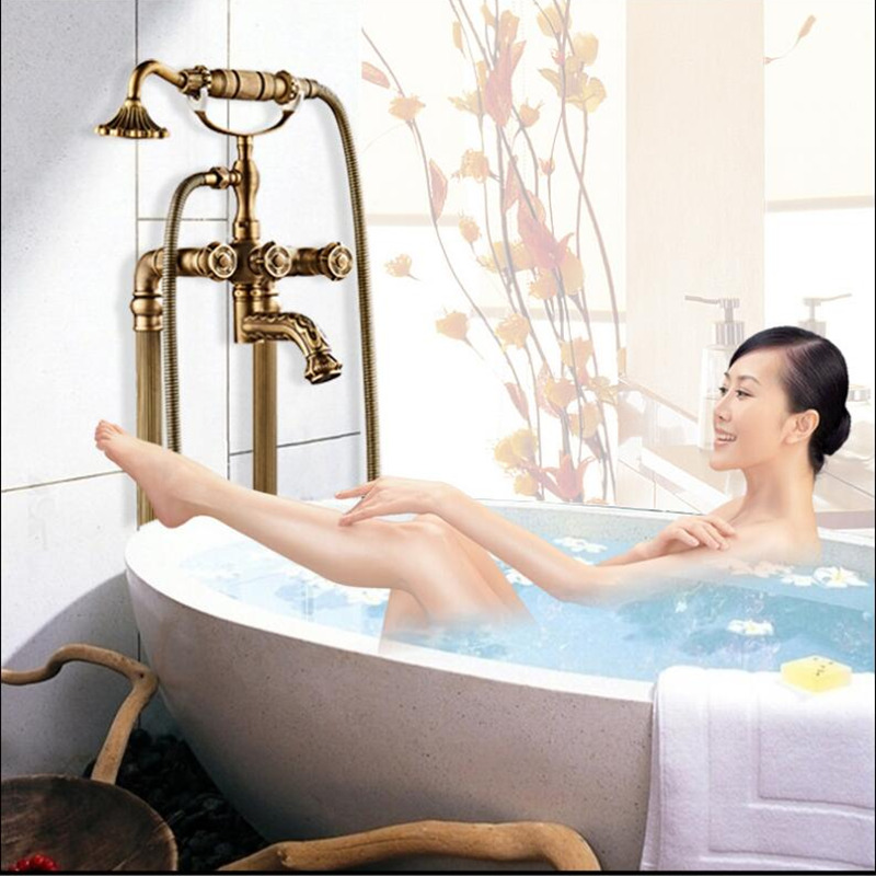 Tuqiu الطابق الدائمة منحوتة صن - مراجعة Freestanding Bathtub Filler Faucet Floor وسعره