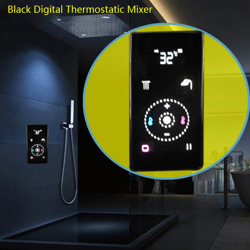 رقمي أسود LED دش تحكم ترموستات - مراجعة Thermostatic Mixing Valve Digital Display وسعره