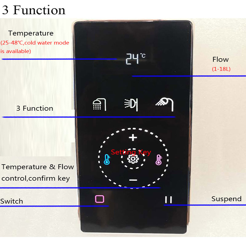 رقمي أسود LED دش تحكم ترموستات - مراجعة Thermostatic Mixing Valve Digital Display وسعره
