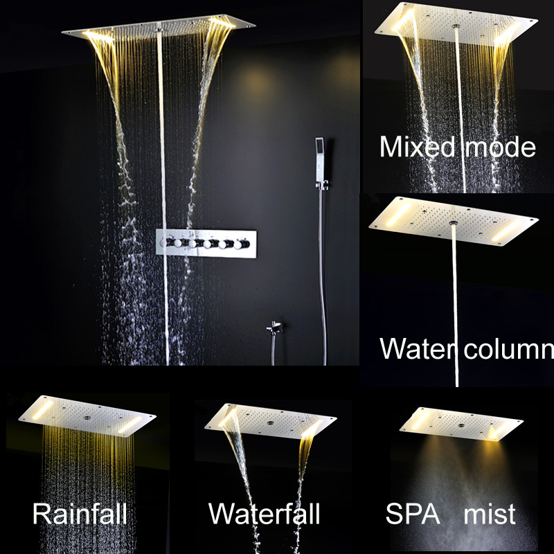 مجموعة دش فاخرة متعددة الوظائف - مراجعة Led Rainfall Shower Head Waterfall وسعره