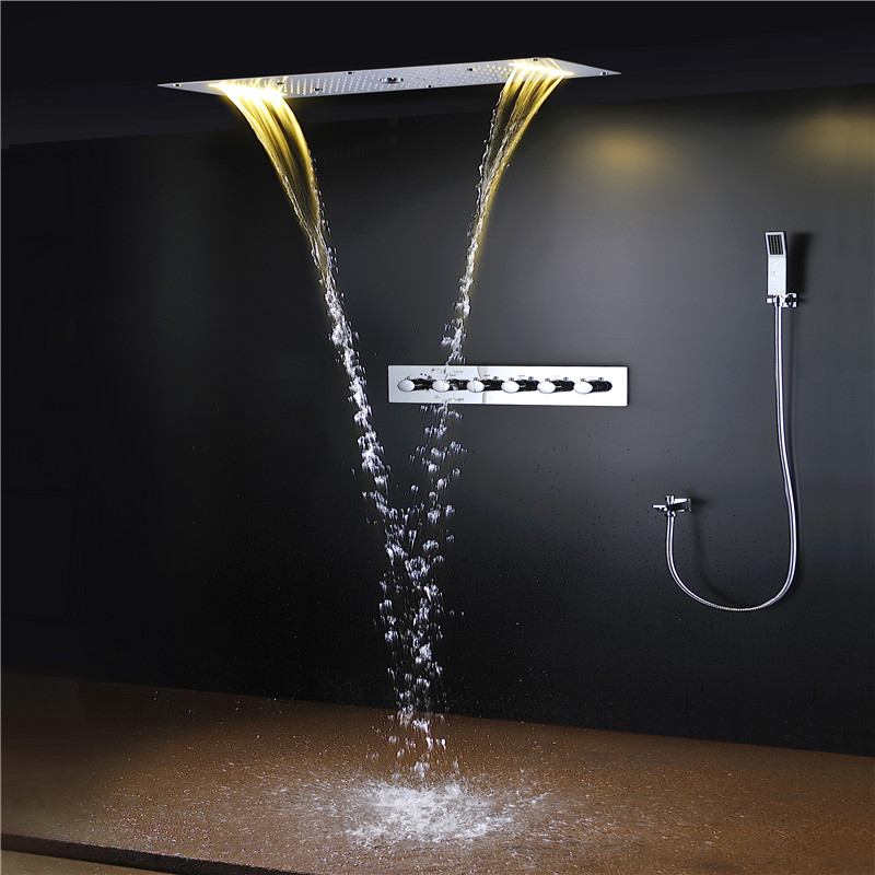 مجموعة دش فاخرة متعددة الوظائف - مراجعة Led Rainfall Shower Head Waterfall وسعره