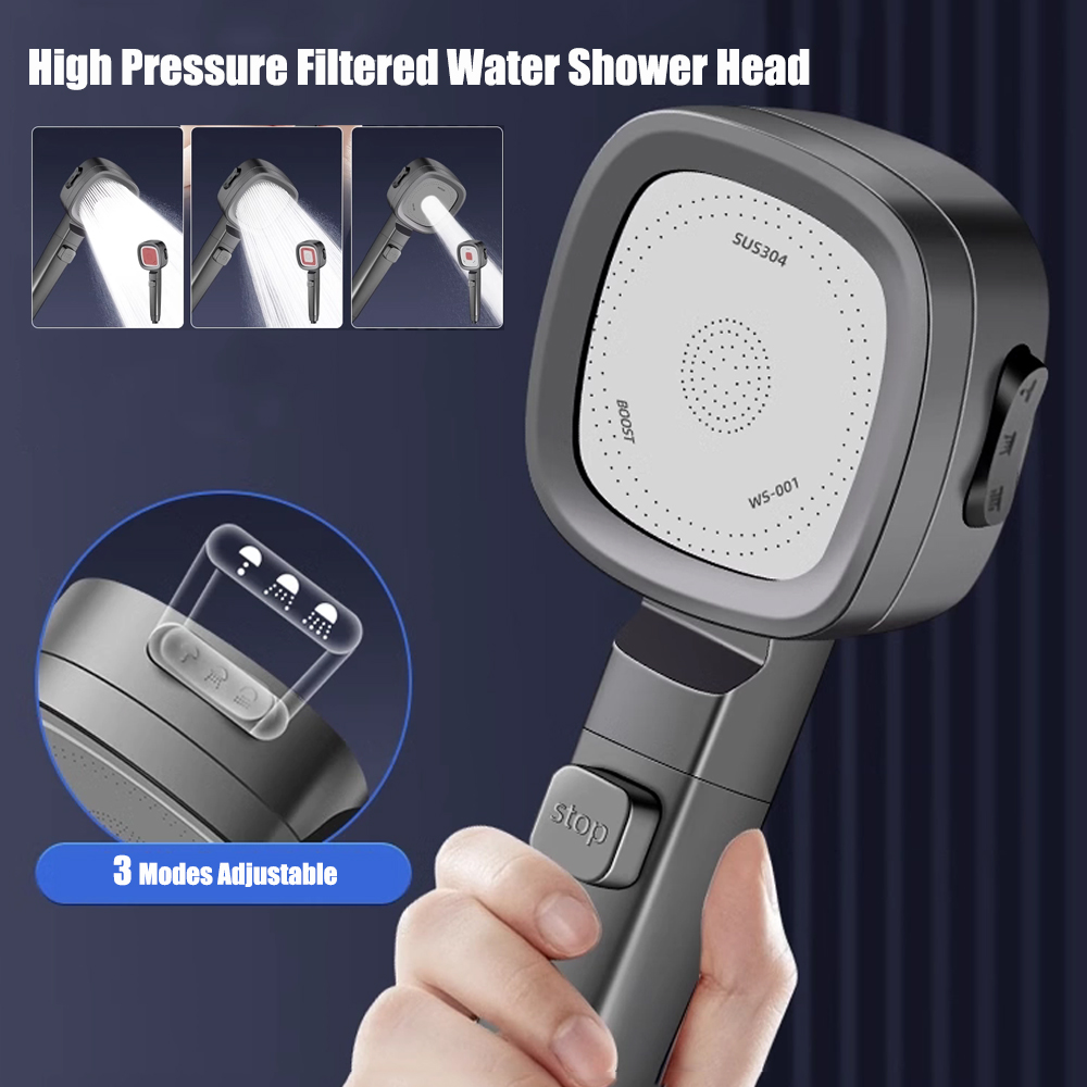 رأس دش بثلاثة أوضاع وفلتر، فوه - مراجعة Handheld Shower Head High Pressure Filter وسعره