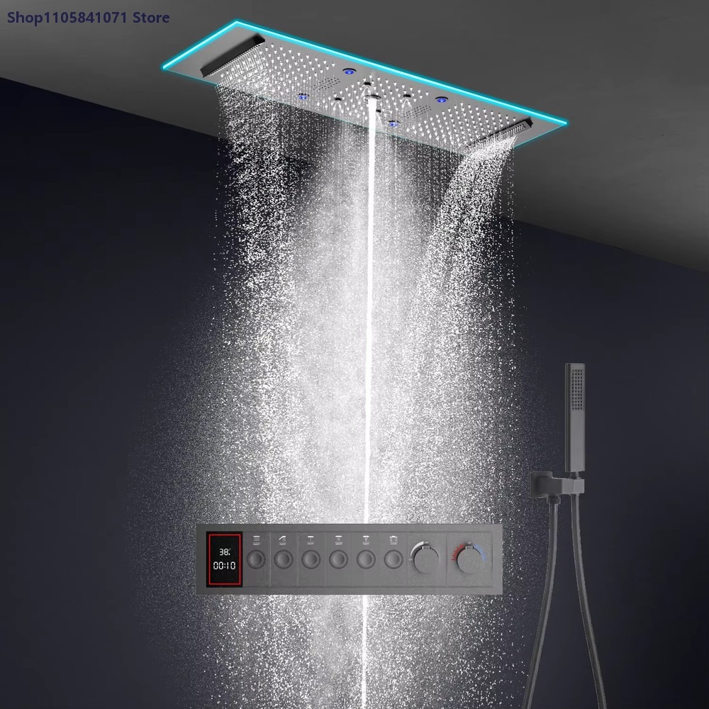 نظام دش حراري 900x300 مم مع لو - مراجعة Led Rainfall Shower Head Waterfall وسعره