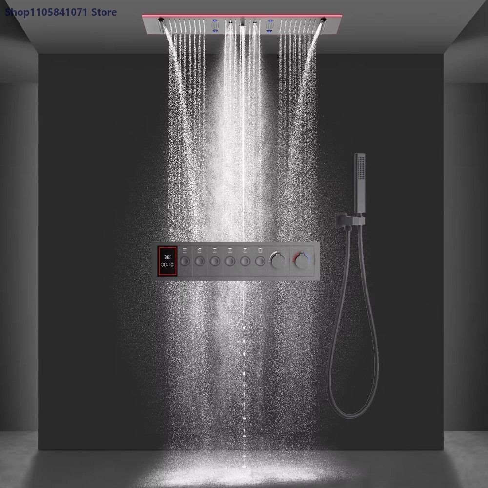 نظام دش حراري 900x300 مم مع لو - مراجعة Led Rainfall Shower Head Waterfall وسعره