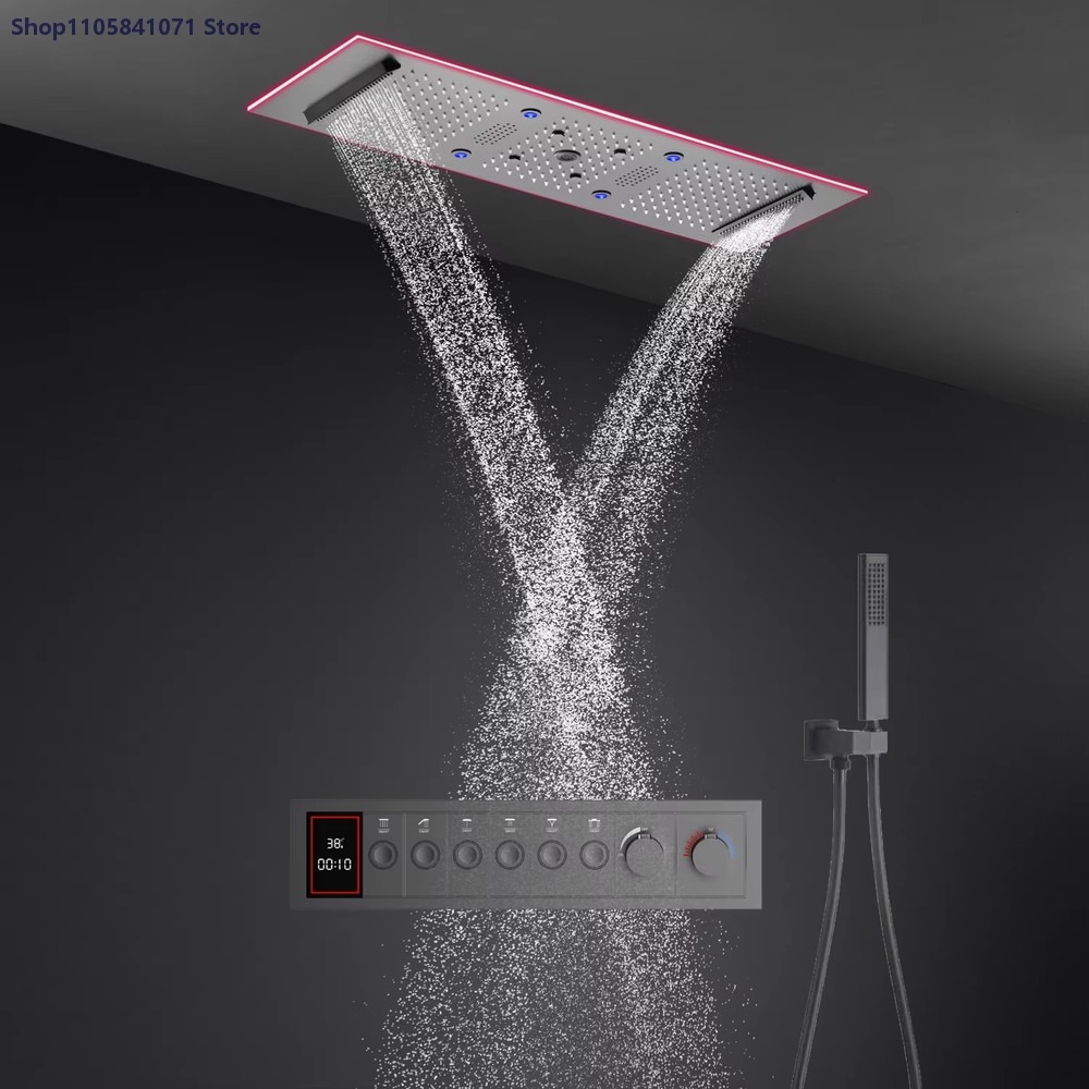 نظام دش حراري 900x300 مم مع لو - مراجعة Led Rainfall Shower Head Waterfall وسعره