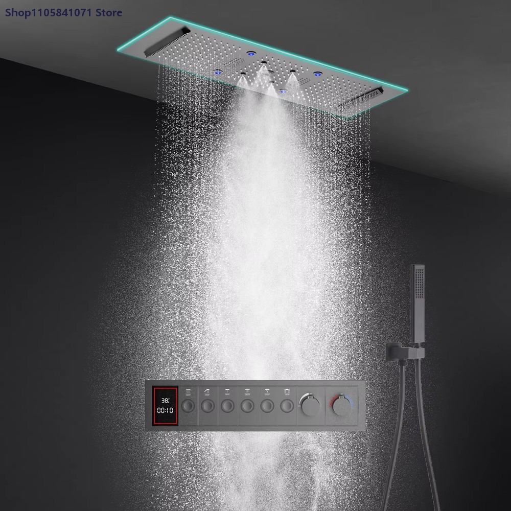 نظام دش حراري 900x300 مم مع لو - مراجعة Led Rainfall Shower Head Waterfall وسعره