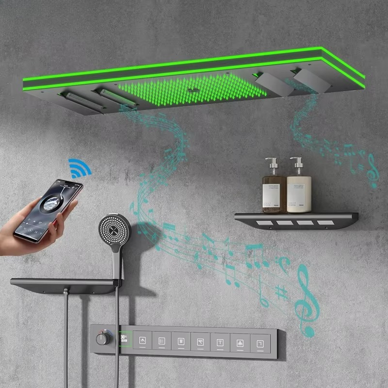 تصميم جديد لرأس دش LED ذهبي مص - مراجعة Led Rainfall Shower Head Waterfall وسعره
