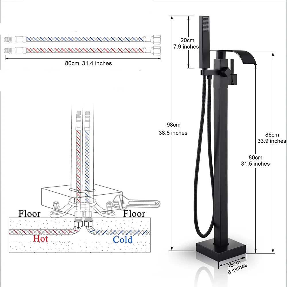 صنبور حوض استحمام قائم على الأ - مراجعة Freestanding Bathtub Filler Faucet Floor وسعره