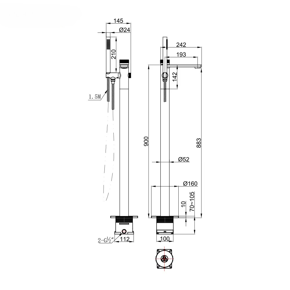 صنبور حوض استحمام أرضي حديث عا - مراجعة Freestanding Bathtub Filler Faucet Floor وسعره