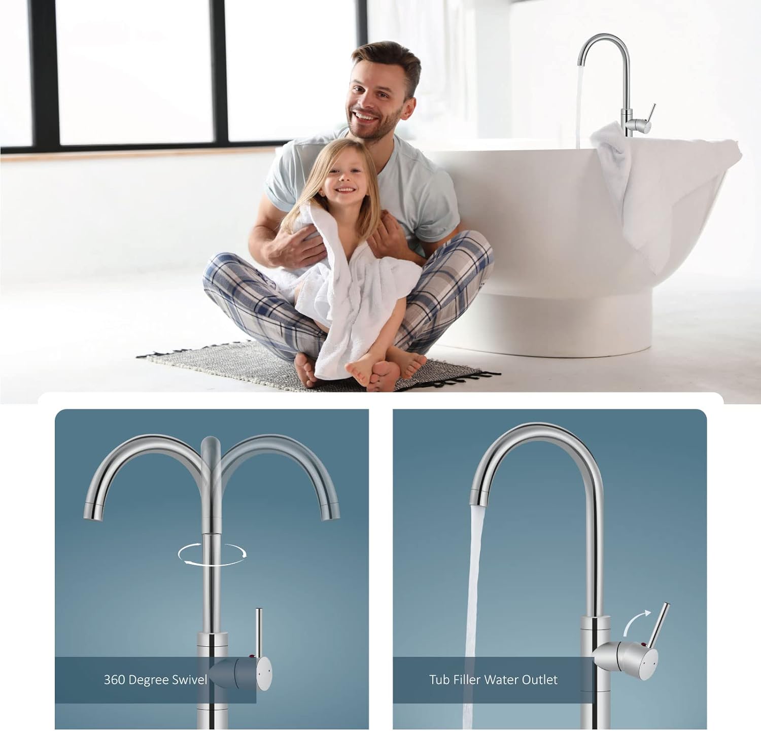 ZAPPO قائما بذاته صنبور حوض اس - مراجعة Freestanding Bathtub Filler Faucet Floor وسعره